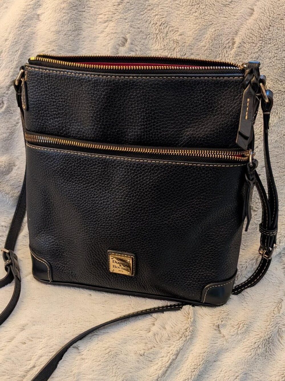 Dooney & Bourke Black Crossbody with Red Interior Long Strap